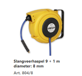 SBT/ZC804/8hfd - Haspel met 9 + 1 m luchtslang Ø 8 mm en snelkoppeling
